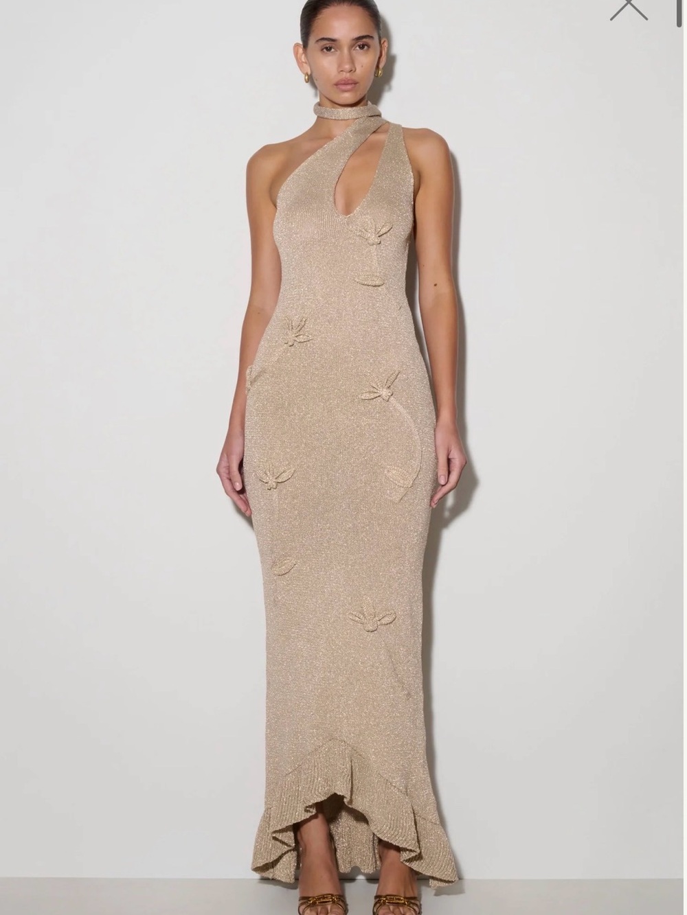 Meshki Celestino Floral Metallic Knit Maxi Dress - Gold SOLD OUT